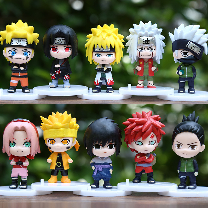 10 ชิ้น/เซ็ต Naruto อะนิเมะรูป Uzumaki Naruto Jiraiya Sasuke Itachi Kakashi Gaara Nara Shikamaru รุ่น Q PVC Action Figures ตุ๊กตาของเล่น
