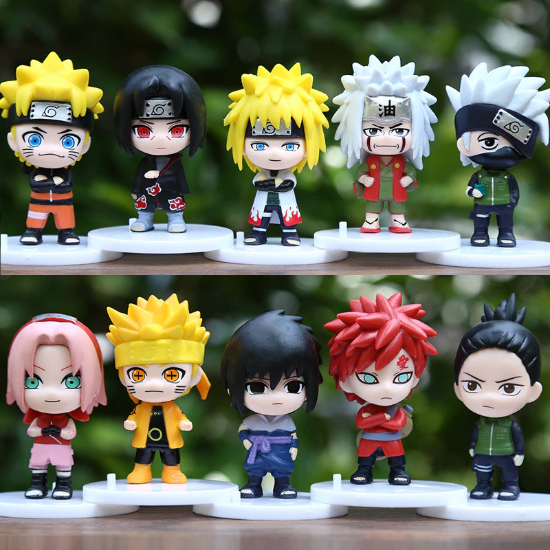 10 ชิ้น/เซ็ต Naruto อะนิเมะรูป Uzumaki Naruto Jiraiya Sasuke Itachi Kakashi Gaara Nara Shikamaru รุ่น Q PVC Action Figures ตุ๊กตาของเล่น