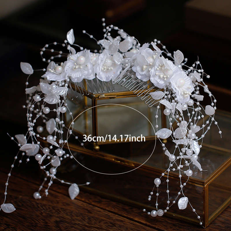 Super Fairy เจ้าสาว Handmade ดอกไม้ Fringe หวีผมเครื่องประดับ, คู่ใส่หวีเครื่องประดับผมกิ๊บติดผม