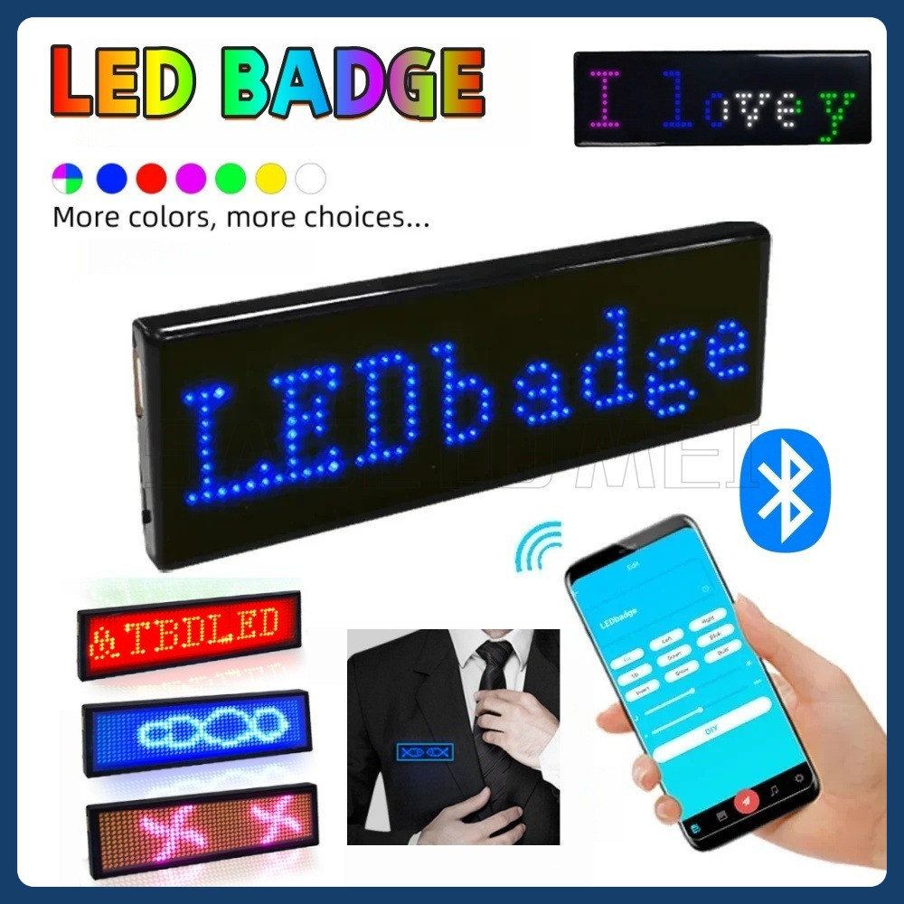 LED DIY โปรแกรม Digital Badge Multilingual LED USB ชาร์จ HD ข้อความชื่อ Badge Scrolling LED แท็กโมดูลจอแสดงผลไฟ