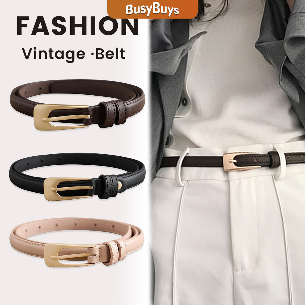 Busybuys เข็มขัด​ผู้หญิง เข็มขัดแฟชั่น หนัง PU สำหรับผู้หญิง แนววินเทจ เข็มขัด Belt