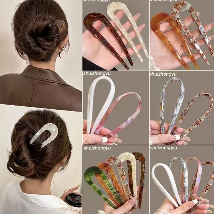2025 ใหม่คุณภาพสูงกรดอะซิติก U-รูป Hairpin ใหม่สไตล์จีน Hairpin ทุกวัน Hairpin Artifact