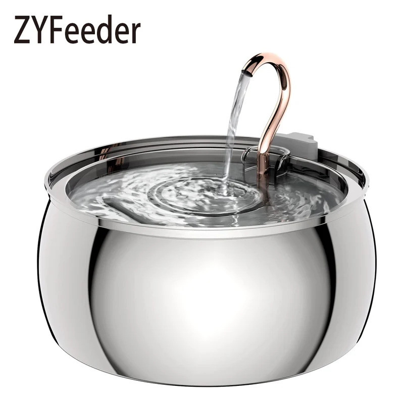 ZYFeeder 4L น้ําพุดื่มแมวสแตนเลสเครื่องป้อนน้ําสัตว์เลี้ยงพร้อมหน้าต่างเงียบอัตโนมัติแมวสุนัขป้อนน้ําไม่ปลั๊ก