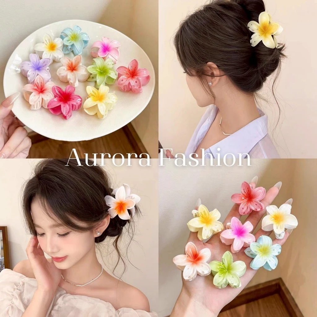 Aurora🛒พร้อมส่ง🚚 (รูปถ่ายจากงานจริง) กิ๊บติดผม ลายดอกไม้ สไตล์ฮาวาย สีสดใสมาก