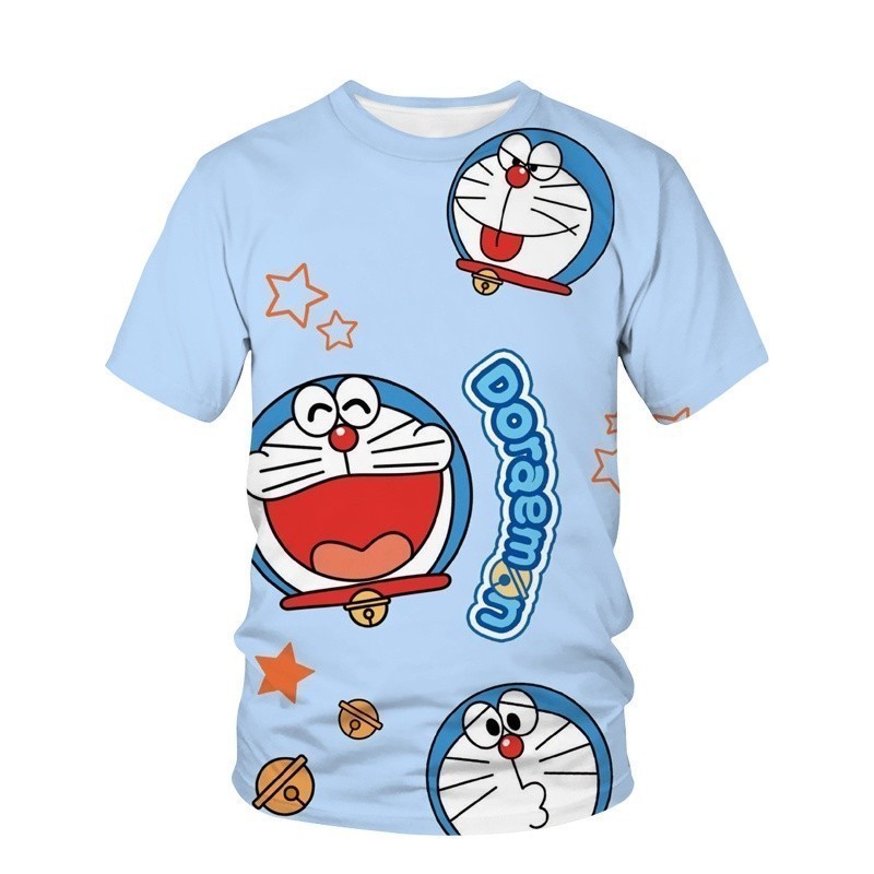 โดราเอมอนแฟชั่นเสื้อยืดขนาดบวกย์ผู้ชายเสื้อหุ่นยนต์ออกแบบ Frag การ์ตูน 3D การพิมพ์ด้านบนและ