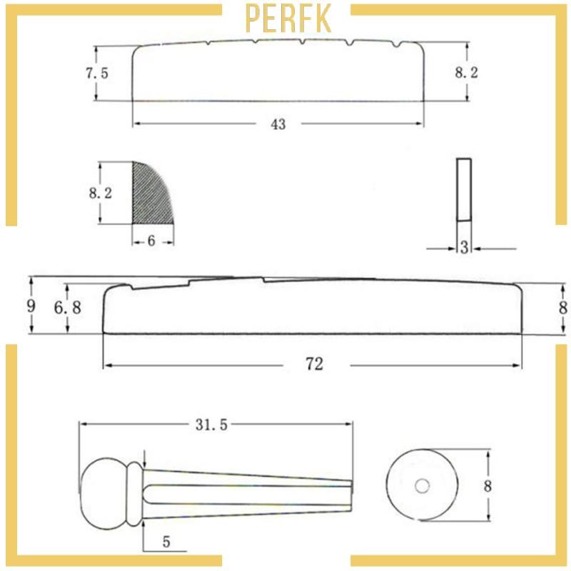 [Perfk] 6x Acoustic Guitar Bridge Pin & Guitar Saddle & Guitar Nut Kit Luthier Tool