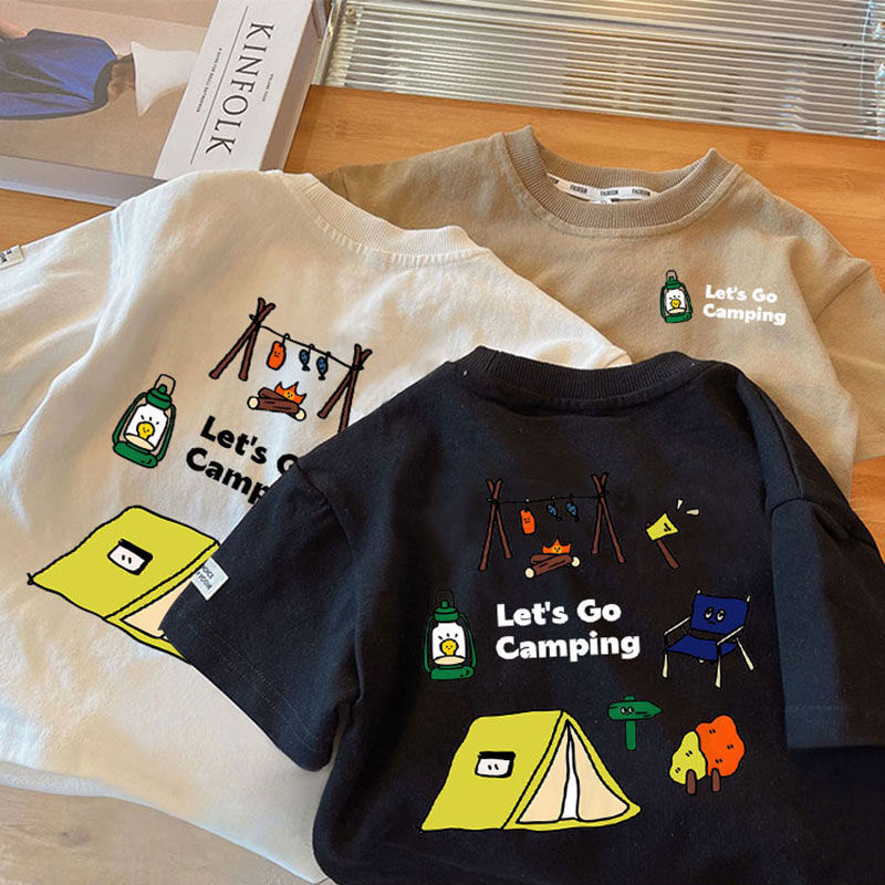 สินค้าพร้อมส่ง เสื้อยืดแขนสั้นเด็ก สไตล์เกาหลี ลายแคมป์ปิ้ง ฝ้าย100% สำหรับเด็กชาย-หญิง น้ำหนัก 6-40 กก. ฤดูร้อน 2025 - รูปที่ 5