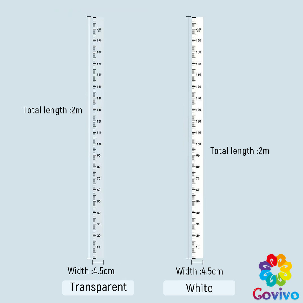 Covivo ที่วัดความสูงเด็ก สติ๊กเกอร์ส่วนสูง แบบติดผนัง ยาว 2 m สีขาว/สีใส Height sticker ราคา ถูกที่สุด ดีลบีเคเค แกลเลอรีภาพที่ 8