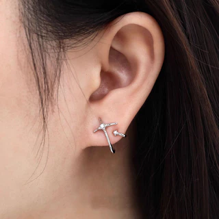 Roselife Cool แฟชั่นคริสตัลเงิน Cross Hook Pierced ต่างหูสำหรับผู้หญิงและผู้ชาย Studs เครื่องประดับ