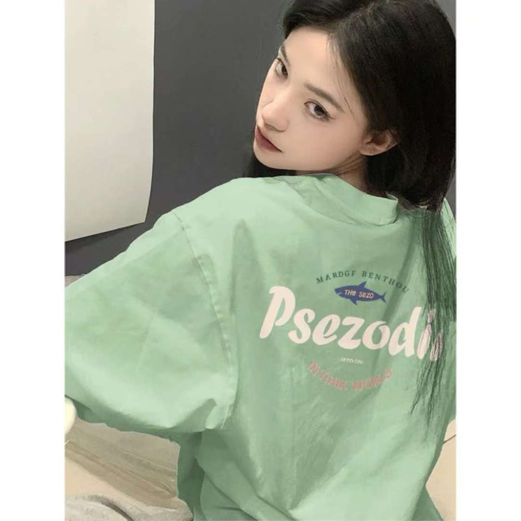 Teddy Tee🍈ชุดสาวอวบ ผ้าฝ้าย100% สวมใส่สบาย สาวอวบ เสื้อยืด oversize ยืดได้ ลาย "PSEZODIR" แฟชั่น สไตล์ลำลอง