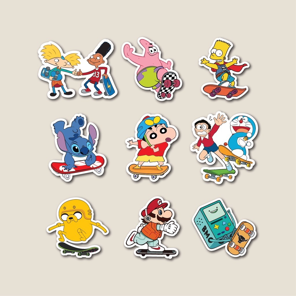 CARTOON SKATE STICKER PACK | สติ๊กเกอร์แก้วน้ํา | สติ๊กเกอร์แล็ปท็อปสําหรับกระเป๋าเดินทางและหมวกกันน