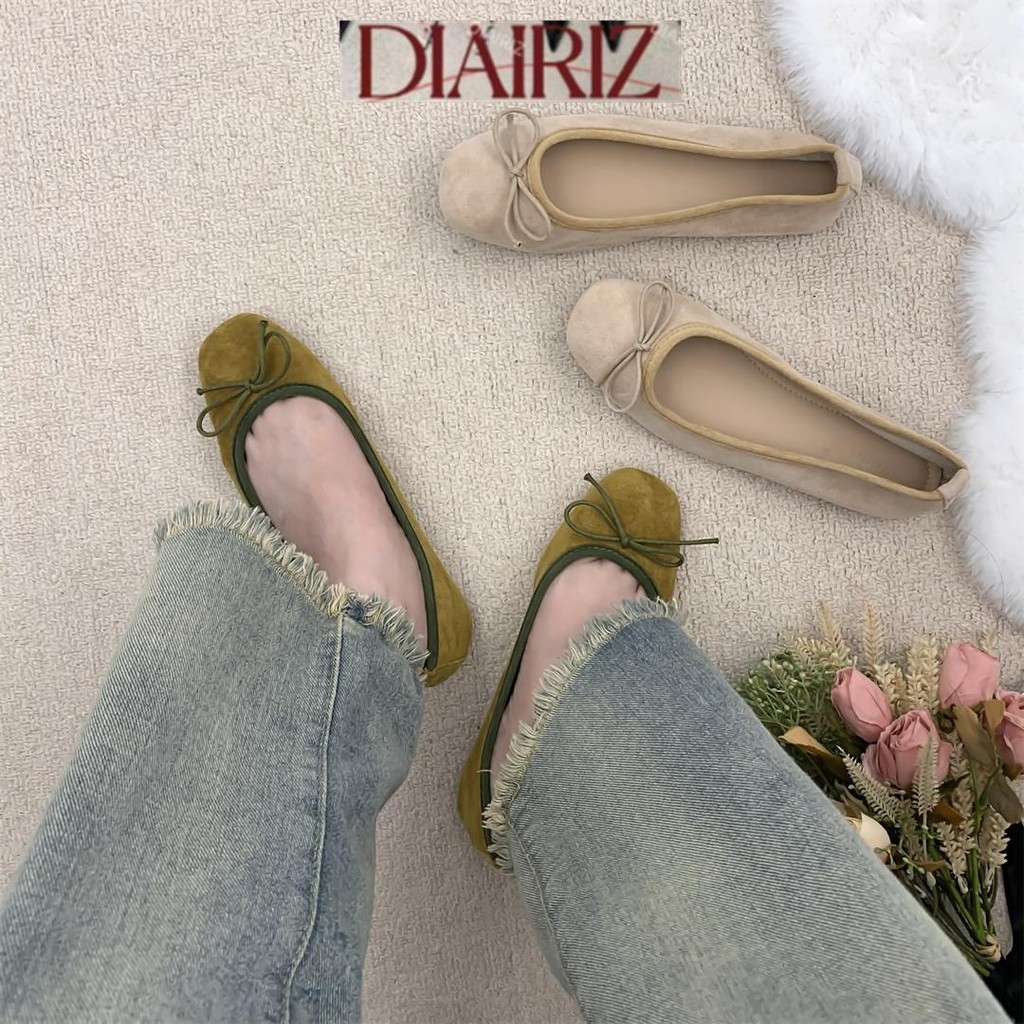 [DIAIRIZ] Retro Evening Style Gentle Bow Scoop Shoes เวอร์ชั่นเกาหลี Soft-Soled Shoes Summer Flat Gr
