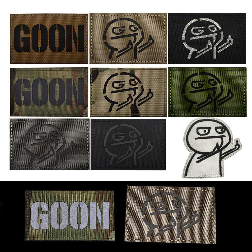 Goon ตลก Despise Face เลเซอร์ตัดอินฟราเรด Reflection Patch Badge, Hook Loop Emblem Patch Armband สําหรับกระเป๋าเป้สะพายหลัง,หมวก,เสื้อกั๊ก,เกียร์ยุทธวิธี