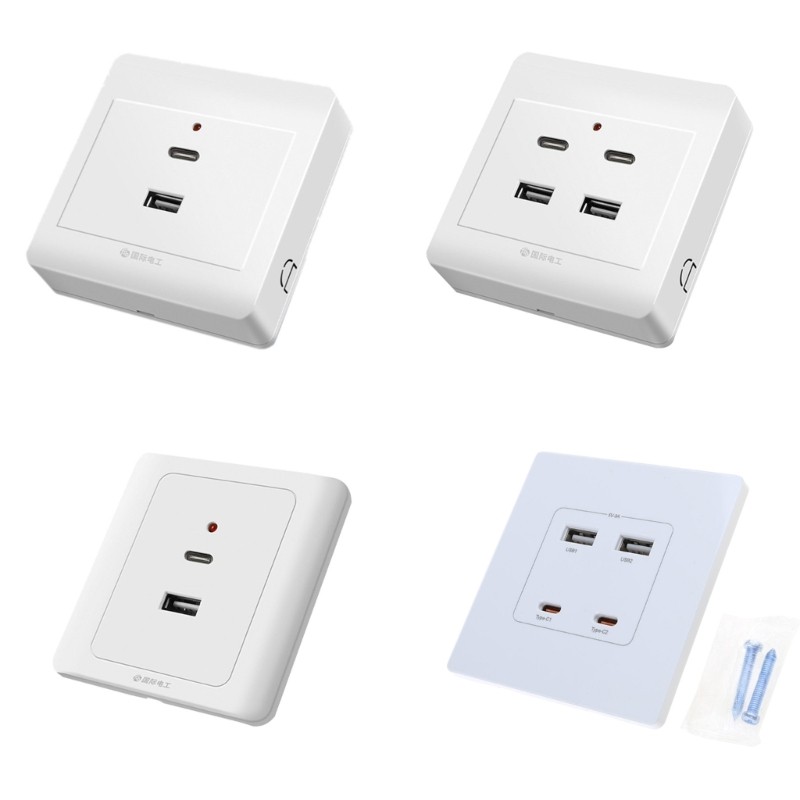 สีดํา USB Wall Outlets TypeC USB Wall Charger Outlet 18W 220V USB Outlets Receptacle