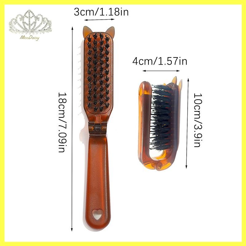 หูหมูป่าขนแปรงแปรงผมสีเหลืองอําพันพับแบบพกพาหวีพ็อกเก็ตพับเดินทางนวดเครื่องมือจัดแต่งทรงผมร้านผู้หญิงของขวัญใหม่ ไทย - รูปที่ 3