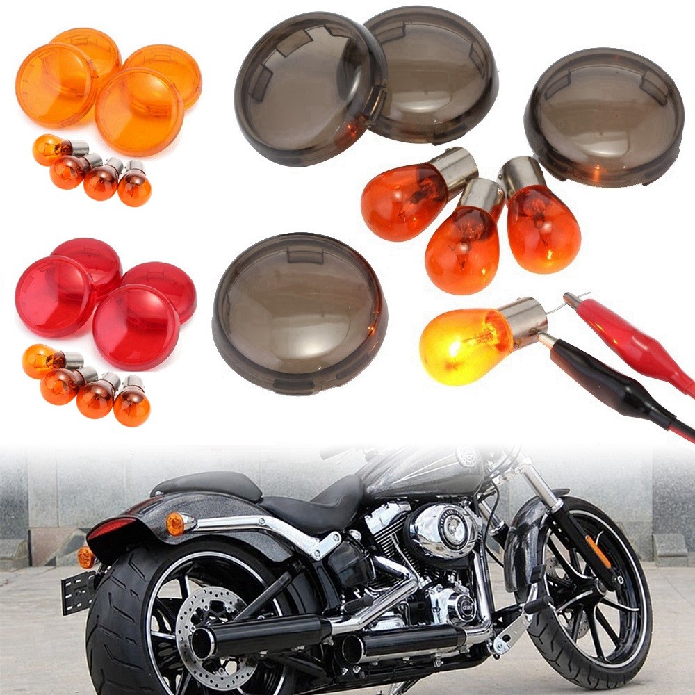 2 "รถจักรยานยนต์ด้านหน้าด้านหลังเลี้ยวไฟสัญญาณ Lenes + หลอดไฟสําหรับ Harley Sportster Fatboy Dyna V-ROD Breakout Softail Electra Street Road King 86-up Glide