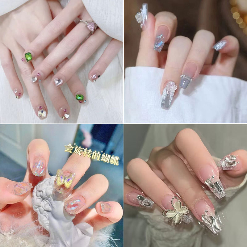 Premium Selection#Yiyiwu Nail Stickers Nail Tips Sweet Cool Wearable Nails Detachable Nail Stickers 