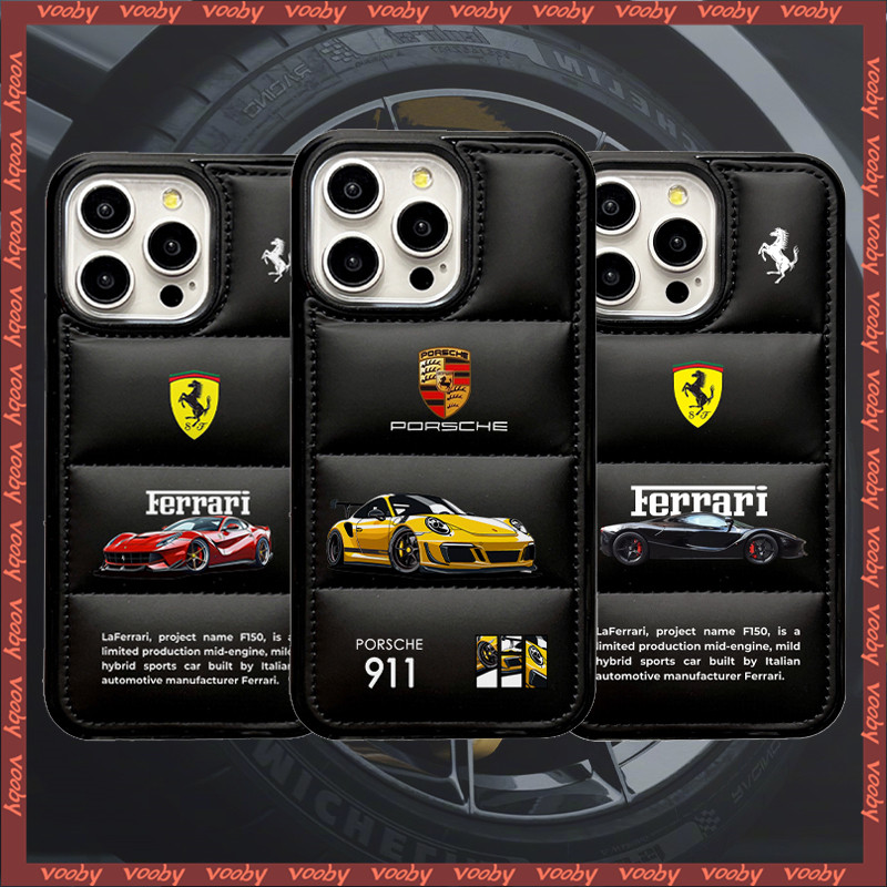 Hypercar Ferrari Porsche 911 Label Down Jacketเคสโทรศัพท์แบบแข็งเหมาะสําหรับIPhone18Pro 18ProMax 17 AIR 16 16P 16PM Plus 16E 15 15P 15PM 14PM 14 14P 13 13P 13PM 12PM 11