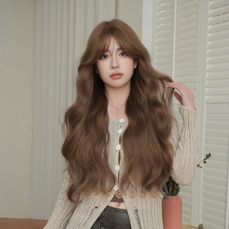 7JHH WIGS2025 วิกผมหญิงยาวสไตล์ใหม่ ผมหยิกอารมณ์กลางในสี่คลื่น Influencer เต็มหมวก