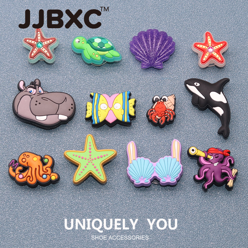 JJBXC CHARM รองเท้าหัวเข็มขัดอุปกรณ์เสริมการ์ตูน Sea Turtle DIY อุปกรณ์เสริมสำหรับรองเท้า cross