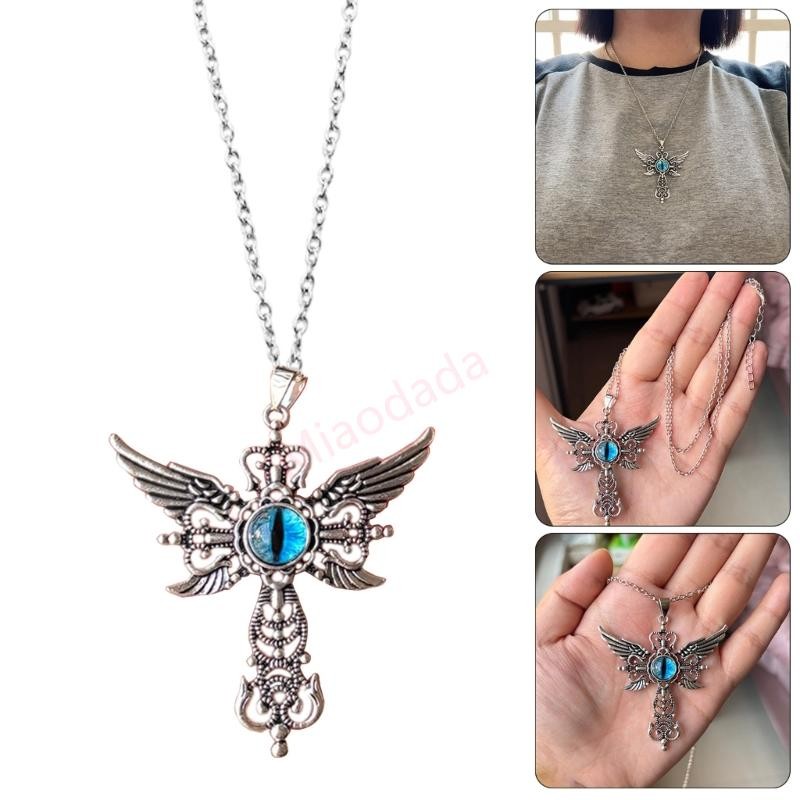 สร้อยคอ MDD พร้อมจี้ปีกปีศาจและไม้กางเขนสำหรับงานปาร์ตี้