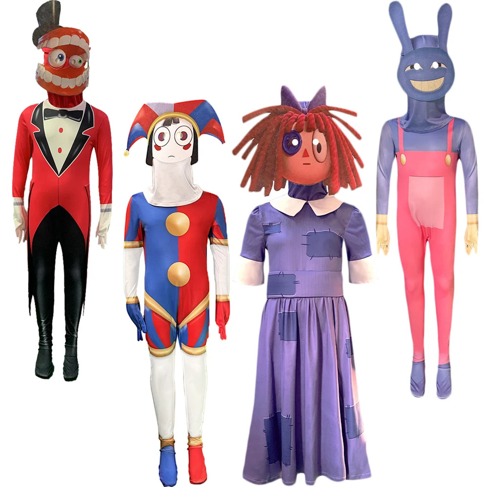 The Amazing Digital Circus คอสเพลย์เครื่องแต่งกายสําหรับเด็กเด็กผู้หญิง Pomni Jax Caine Jumpsuit บอด