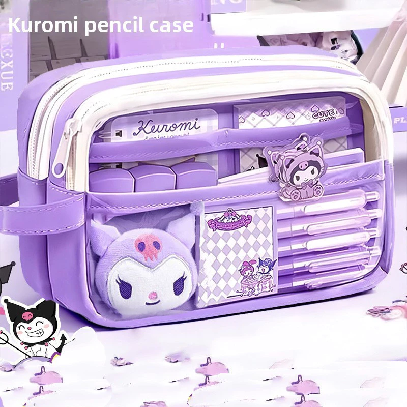 กระเป๋าดินสอใสขนาดใหญ่กันน้ำน่ารักและมีสไตล์ - Kuromi, Cinnamoroll, My Melody และซิปที่ทนทานสำหรับโรงเรียน วัยรุ่น เด็กชายและเด็กหญิง