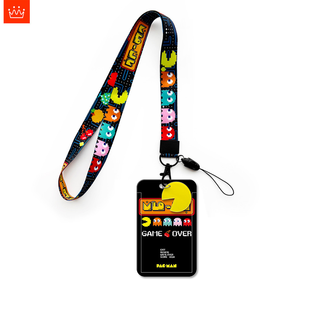 J· สายคล้องคอ Pac-Man วิดีโอเกม ผู้ถือบัตรนักเรียน ป้องกันการสูญเสีย สายคล้องคอโทรศัพท์มือถือ, LN050