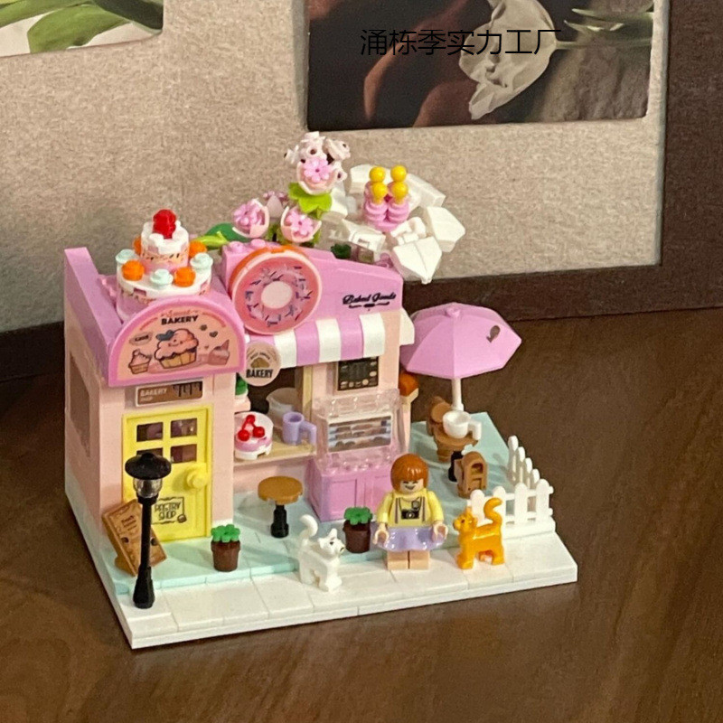 เข้ากันได้กับเลโก้บล็อกตัวต่อ Street View Shop High-value Handmade diy เด็กการศึกษาประกอบ Play