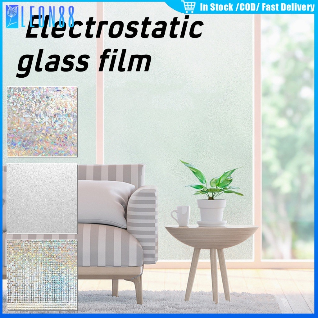 ของมาใหม่！ฟิล์มติดกระจกสุญญากาศ 45/60/90 x 2M สติ๊กเกอร์ติดกระจก PVC ที่แปะกระจกหน้าต่าง