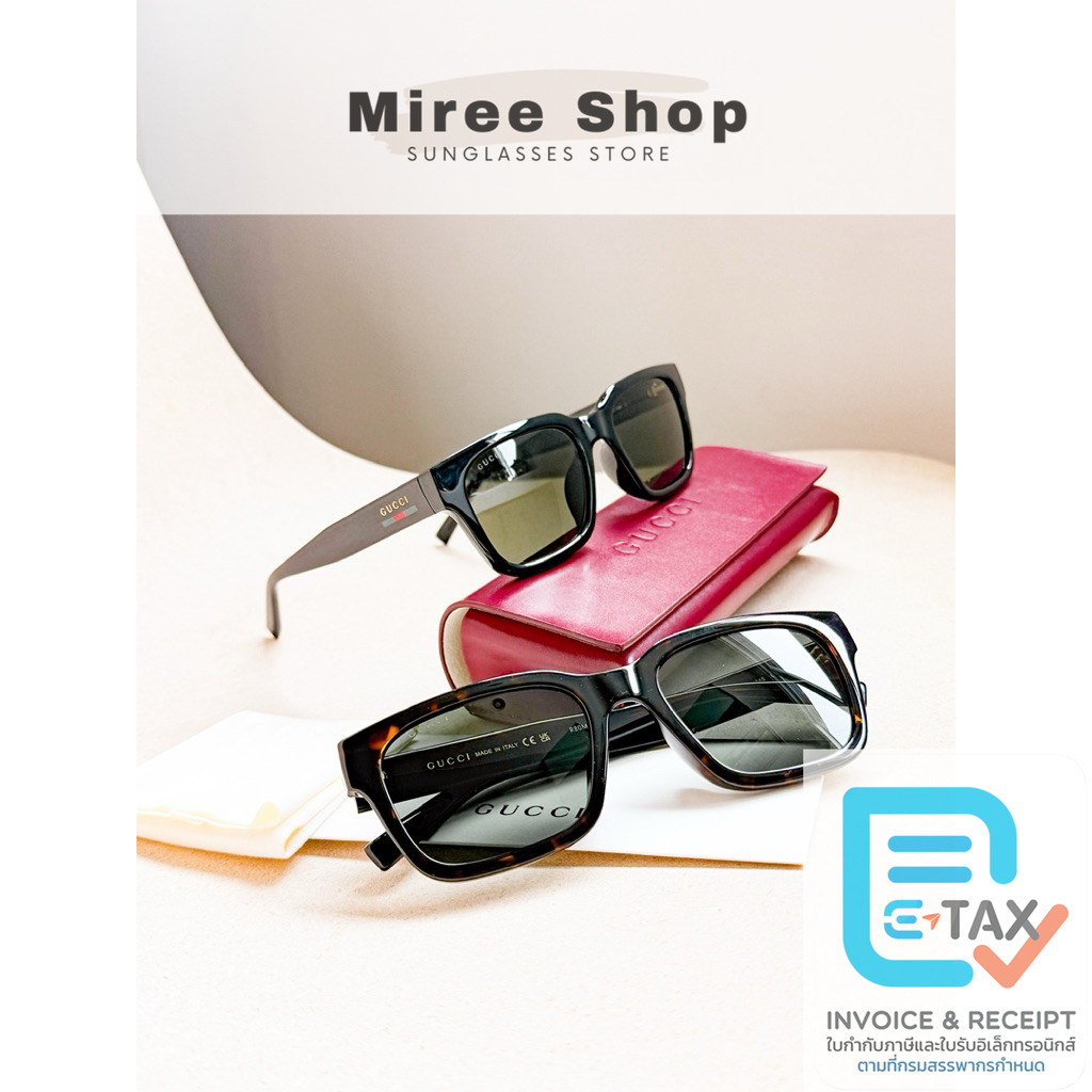 Gucci Classic Web Square Sunglasses ใส่ได้ทั้งชายและหญิง คลาสสิค GG1857SK