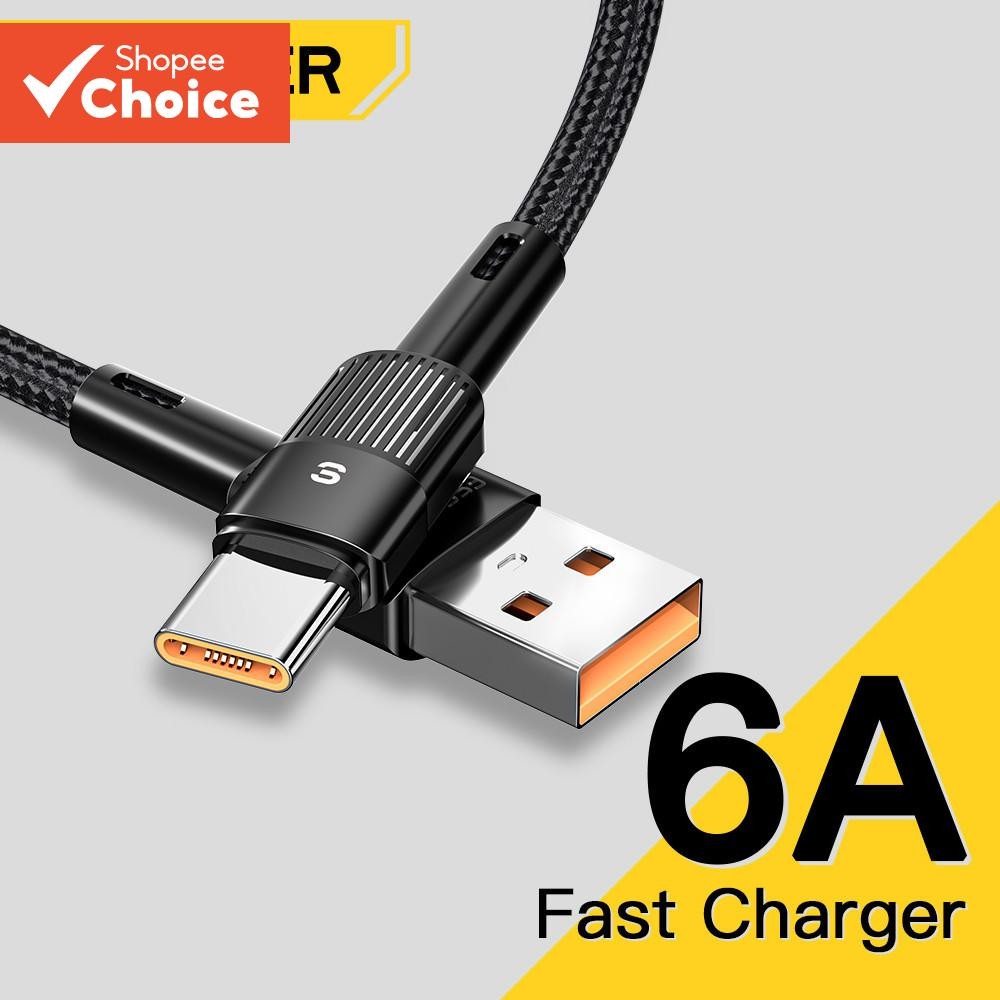 Essager สายชาร์จ USB C 6A 66W ชาร์จเร็ว สําหรับ Samsung Xiaomi Oppo Huawei mate 40 Pro