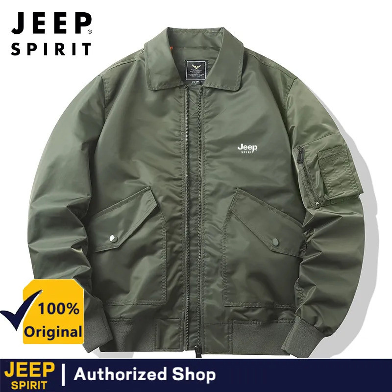 JEEP SPIRIT ฤดูใบไม้ผลิและฤดูใบไม้ร่วงเสื้อแจ็คเก็ตผู้ชาย Bomber MA1 Pilot Jacket เสื้อเบสบอล 4XL