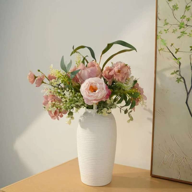 【ไทยยุ่น โฮม💕จัดส่งพัสดุไปรษณีย์ด่วน】แจกันเซรามิกสีขาวขนาดใหญ่หรูหราห้องนั่งเล่นตู้ทีวีเครื่องประดับ - รูปที่ 2