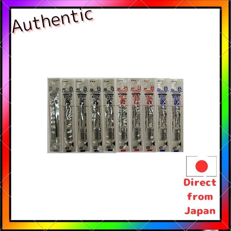 Pilot Oil-Based Ballpoint Pen Refills, Fine 0.7mm, 5 Black, 3 Red, 2 Blue, BVRF-8F-B/R/L, Pack of 10