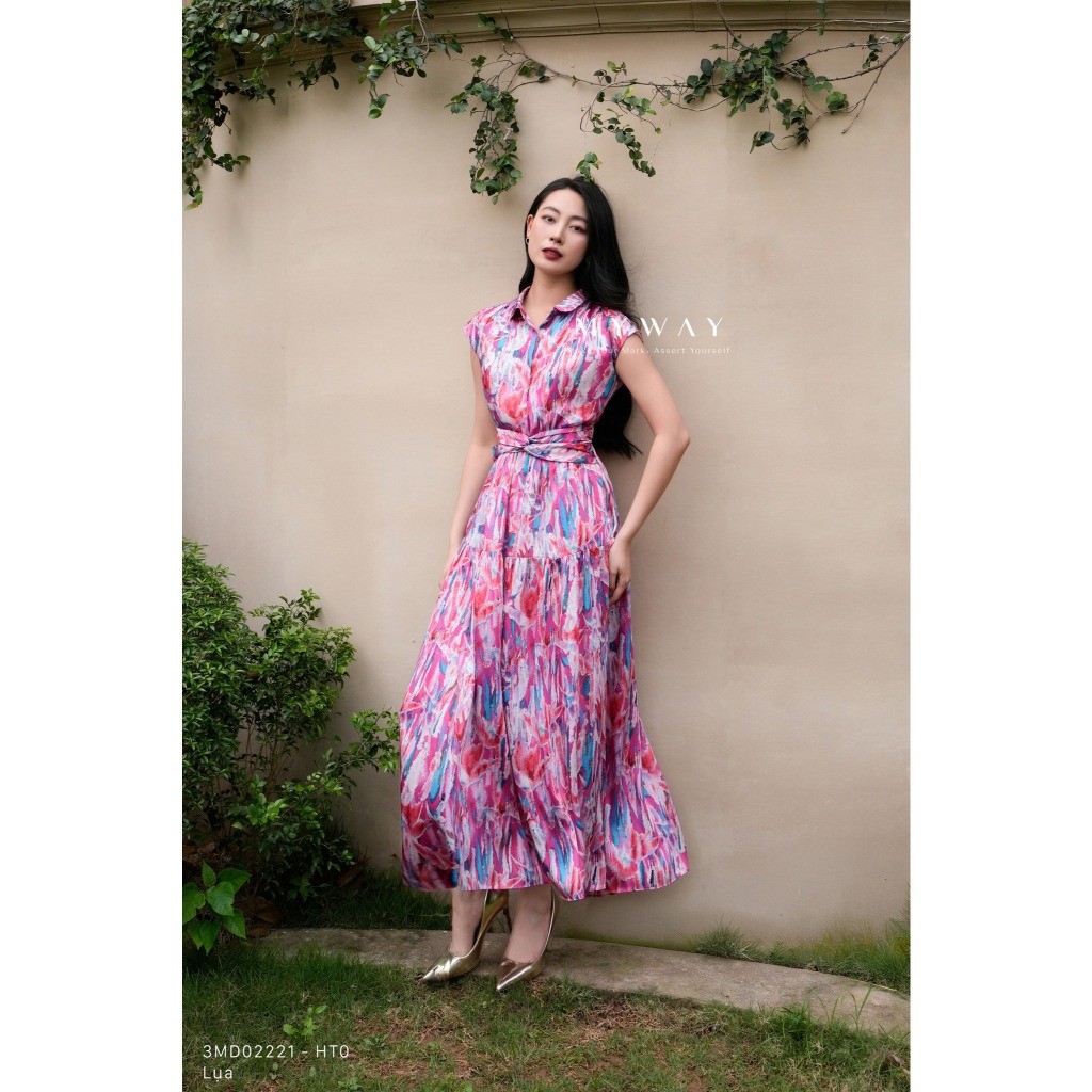 MY WAY Office เดรสเชิ้ตผู้หญิงเอวลายหรูหรา 3MD02221w