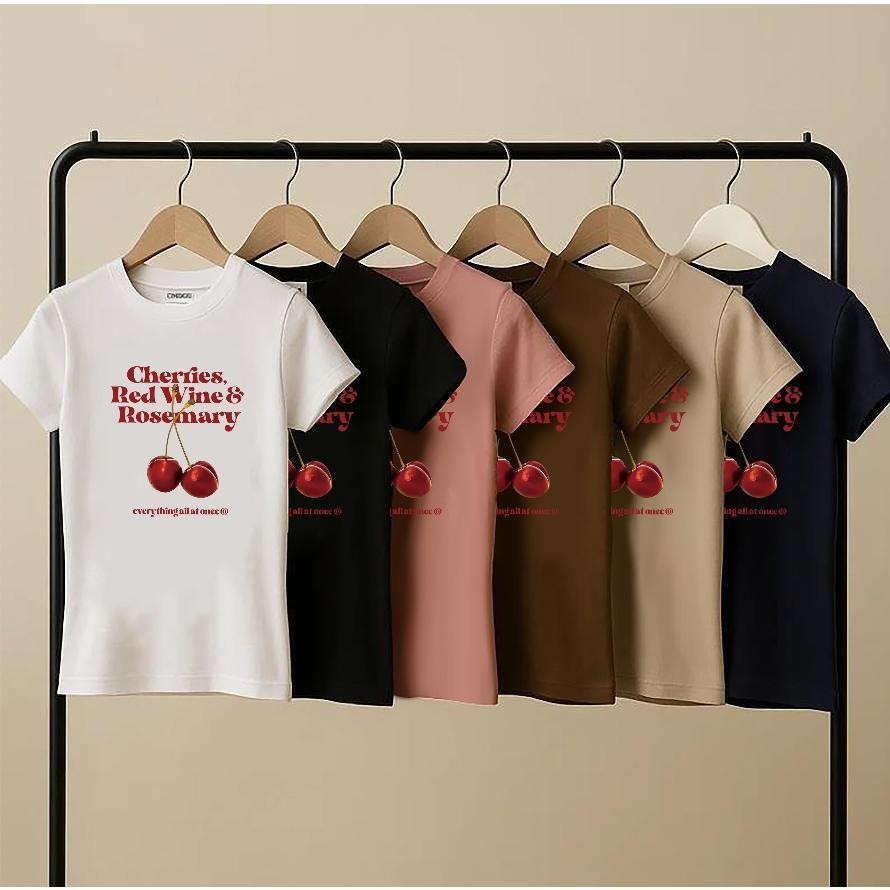 นางสาว เสื้อยืดเข้ารูป เสื้อรัดรูป ทรง คอกลมแขนสั้น *สกรีน ทรงสวย งานตามหา ผ้ายืดร่องคอตต้อน