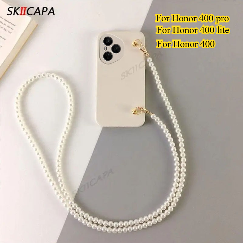 สําหรับ Honor 400 Pro Luxury Pearl Crossbody Lanyard Chain Soft Case สําหรับ Honor 400 Lite Honor400