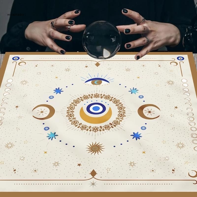 EC Eye Moon รูปแบบไพ่ทาโรต์ผ้าปูโต๊ะทํานายการ์ดตารางผ้า Tapestry โหราศาสตร์ Witchcrafts Deck ผ้าตกแต่ง