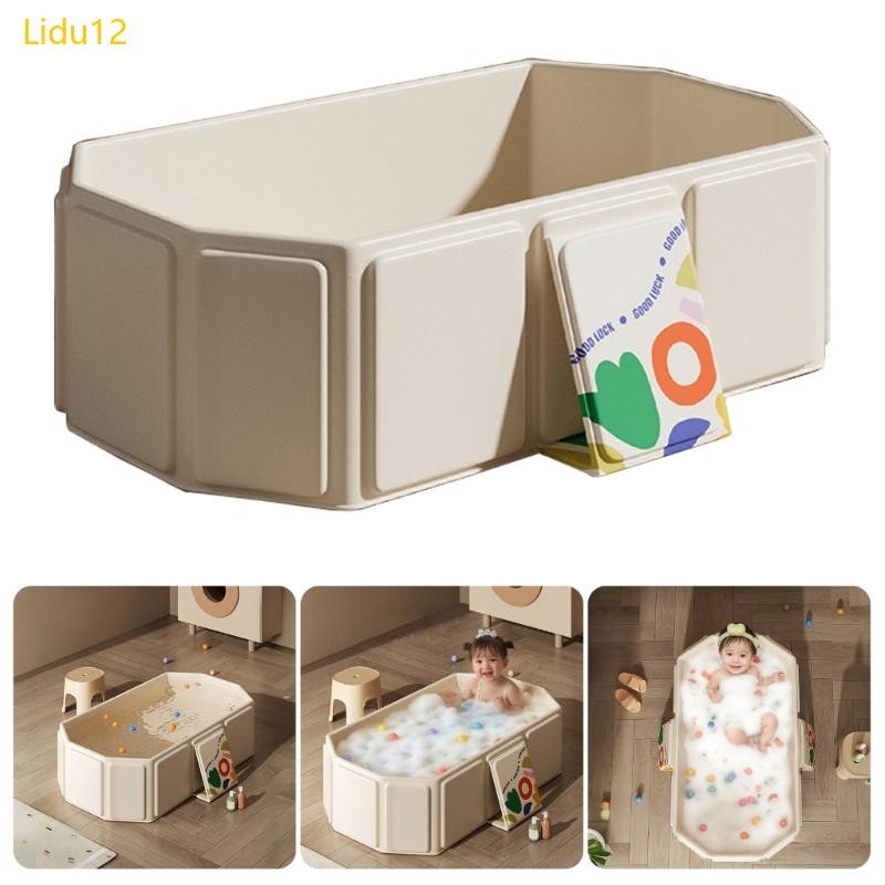 Lidu12 อ่างอาบน้ําเด็กแบบปรับได้หนาอ่างอาบน้ําพับได้ขนาดใหญ่สําหรับชั่วโมงอาบน้ําที่ปลอดภัยและเพลิดเพลินไปกับสําหรับเด็กชายและเด็กหญิง