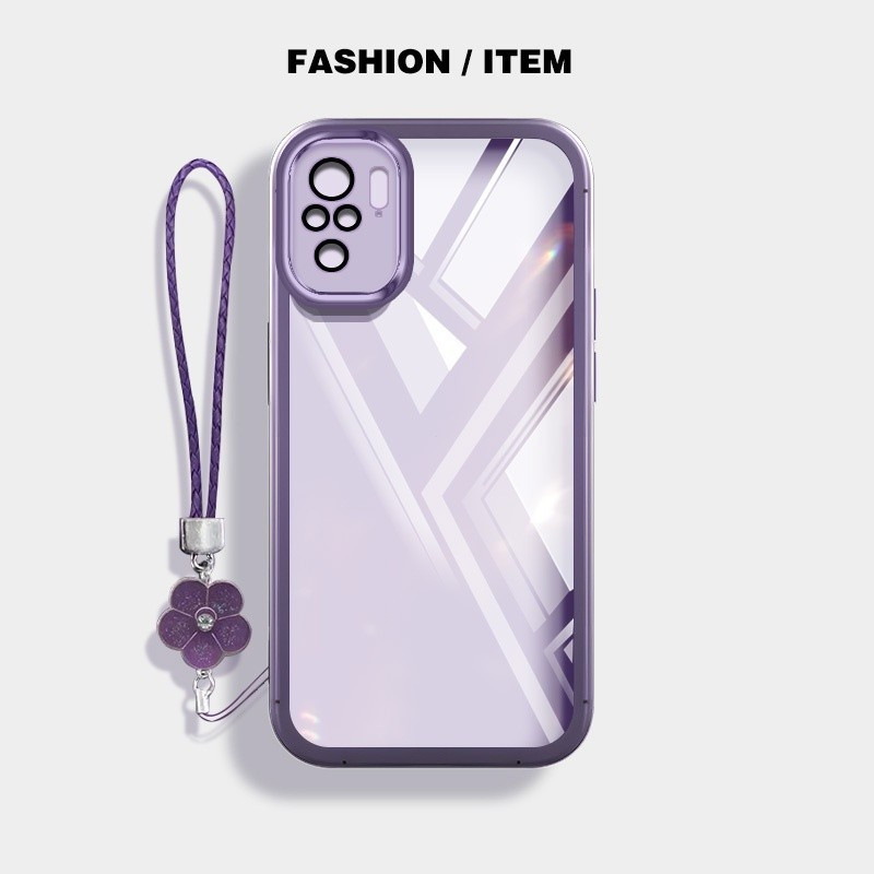 ปลอก Xiaomi Redmi Note 10 4G Note 10S Poco M5S 4G โปร่งใสพร้อมซิลิโคนป้องกัน Soft Case สีกันกระแทกเคสโทรศัพท์ป้องกันเลนส์พร้อมเชือกเส้นเล็กดอกไม้ HYRHY02