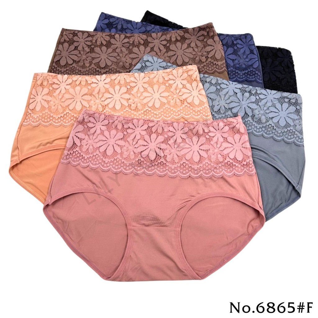 Esuna No.6865#F กางเกงในเอวลูกไม้ เอวแนะนำ 28-32 นิ้ว เเนื้อผ้าลื่น ใส่สบาย  ไม่อึดอัด ให้ความรู้สึกนุ่มละมุนตลอดวัน