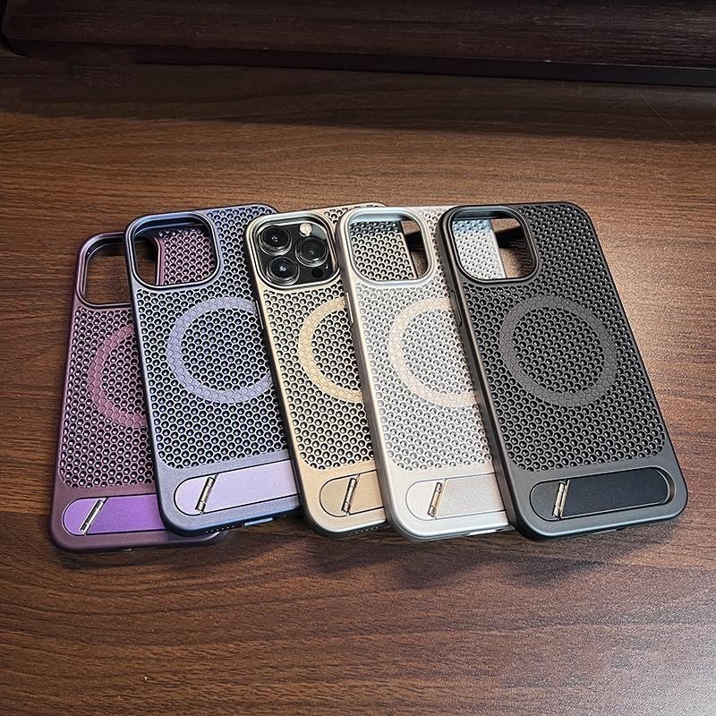 พร้อมขาตั้งพับได้ การกระจายความร้อนแม่เหล็ก เคสไอโฟน สำหรับ iPhone 17 16 15 14 13 12 11 pro promax plus ตาข่ายกันฝุ่น - รูปที่ 5