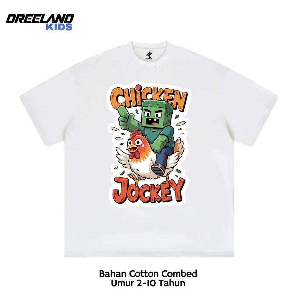 เสื้อยืดเด็ก Dreeland Kids Chicken Jockey เสื้อผ้าเด็ก / เสื้อยืดเด็ก Jockey ไก่สําหรับเด็กชายและเด็