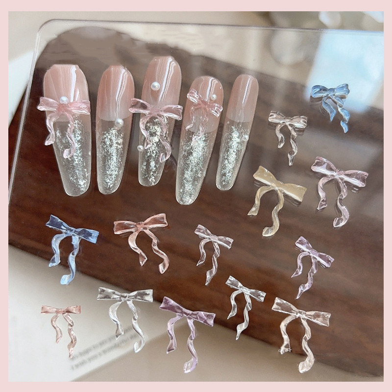 30 ชิ้น/ซอง 3D Aurora Jelly สีนุ่มประติมากรรมน้ําแข็ง Bow Tie Nail Art อุปกรณ์เสริมทุกวัน DIY เล็บ Patch ตกแต่ง