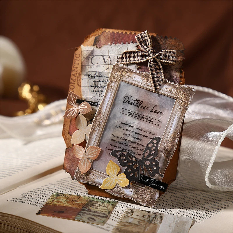 Journal GO 10 ชิ้นแผ่นบันทึกวัสดุกระดาษที่ถูกลืมซ้ําอเนกประสงค์ Junk Journal Scrapbooking ตกแต่งพื้น