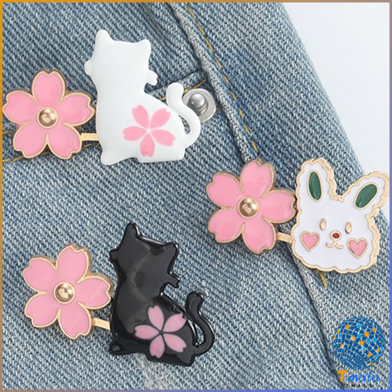Tmala ตะขอปรับเอวกางเกง กระโปรง หัวเข็ม ลายดอกไม้/แมว/กระต่ายน่ารัก 1 ชิ้น Waist buckle