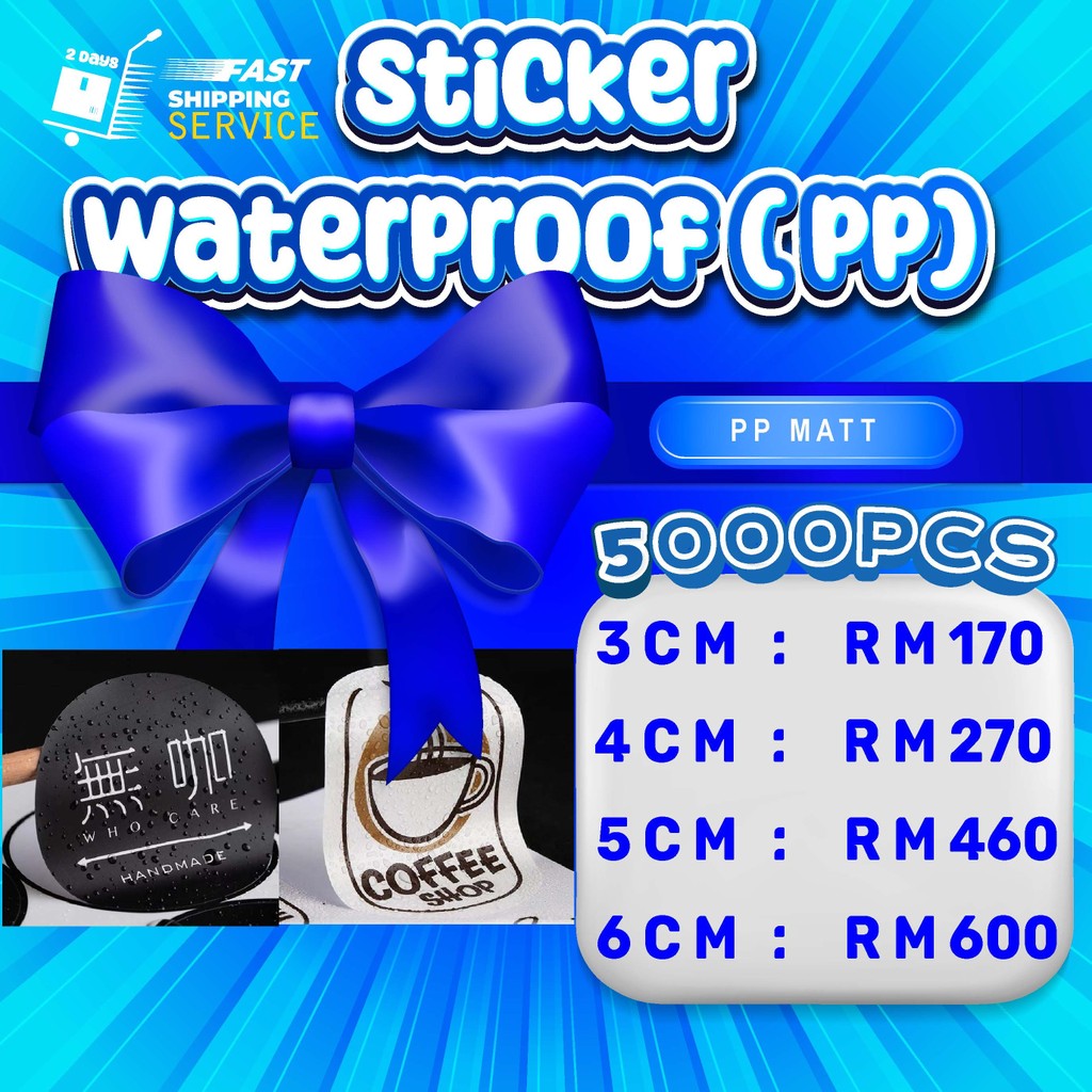(3-6CM) สติ๊กเกอร์กันน้ํา 5000 ชิ้น (KALIS AIR) + ตัด**