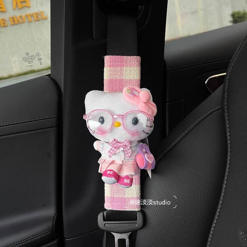 Car Safety Belt Shoulder Pad Cover Cute Princess Cat Campus Kitty Car Interior Decoration Car Should