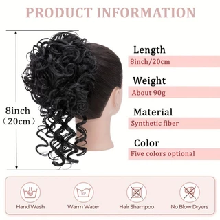 GOURMETGALORE Messy Curly Hair Bun, สังเคราะห์ยืดหยุ่น Drawstring คลื่นขนาดใหญ่ Chignon, เส้นใยทนความร้อน Scrunchies ธรรมชาติปุยผมชิ้น Party